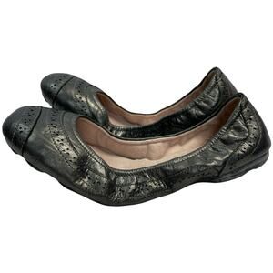 Bloch Gray Metallic Leather Ballet Flats Women's Size 37/6